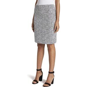 Tahari Women's Straight & Pencil Skirt Tweed Flat Front Back Zip Gray Size 18